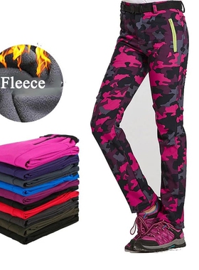 New Winter Womens Outdoor Pants Thick Fleece Softshell Spor