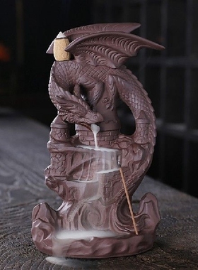 Purple Clay Incense Burner Dragon Backflow Incense Burner