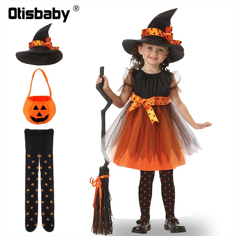 Children Girls Halloween Cosplay Witch Costume Teens Baby Gi