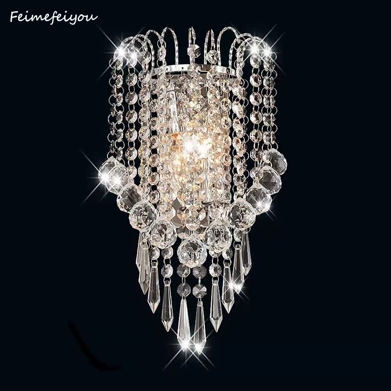 luces led E14 Modern Crystal Mirror Stainless Steel Wall Lig