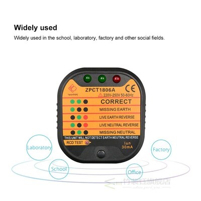 ZPCT1806B Outlet Socket Tester Detector Circuit Polarity Vo