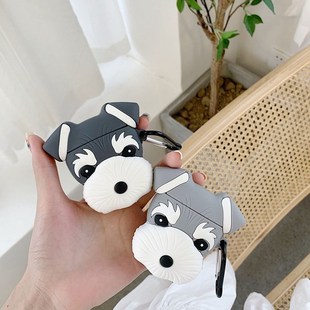 Cute Schnauzer Dog Soft Silicone Case Earphones For Apple A