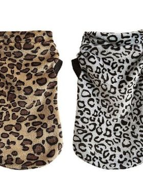 Soft Pet Dog Clothes Leopard Printed for Small Dogs Winter