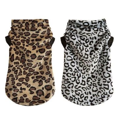 Soft Pet Dog Clothes Leopard Printed for Small Dogs Winter