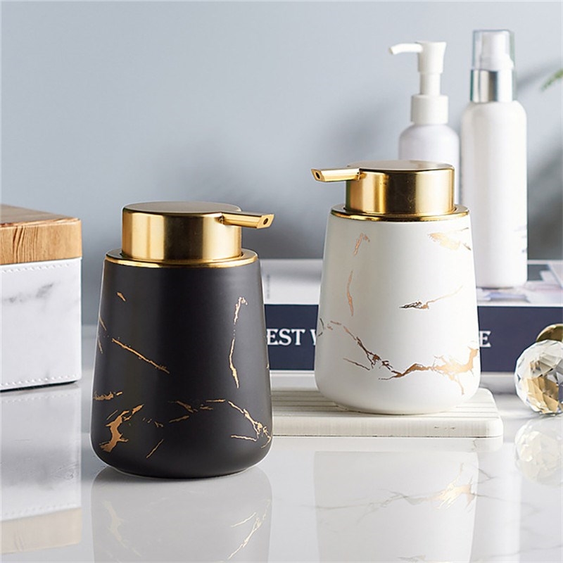 Matte Marble Pattern Bathroom Soap Dispenser Nordic Ceramic