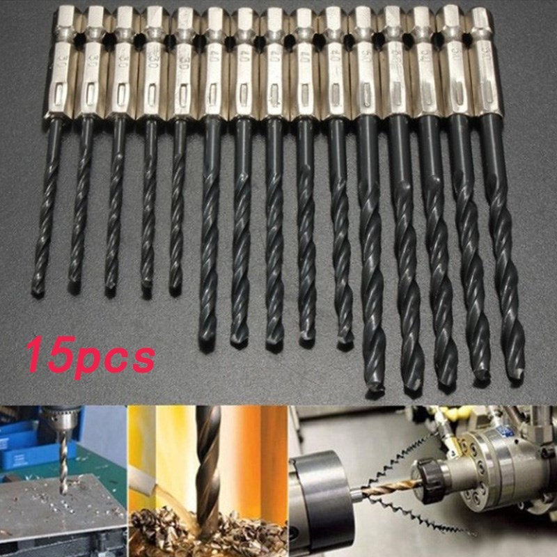 15PC hexagonal black twist drill 3mm4mm5mm high speed steel