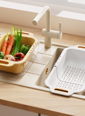 Double-stretch leaching basket kitchen with rectangles to wa