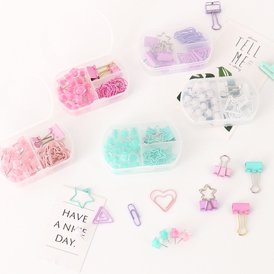 TUTU coloful Binder clips push pins paper clip stationery co