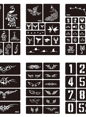 1 Sheet Body Art Hollow Reusable Henna Sticker Stencils for