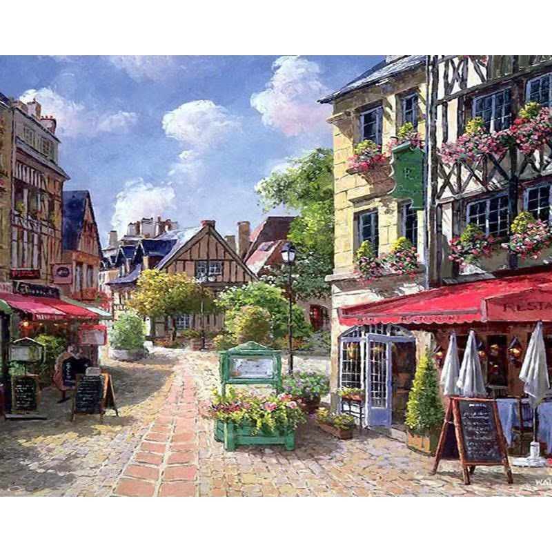Paint By Numbers s Children HandPainted Street Scenic Oil P