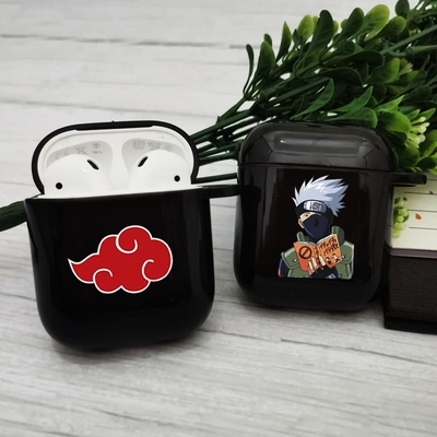 Cute Naruto Sasuke Kakashi Soft Black Cover for Airpods 1 2