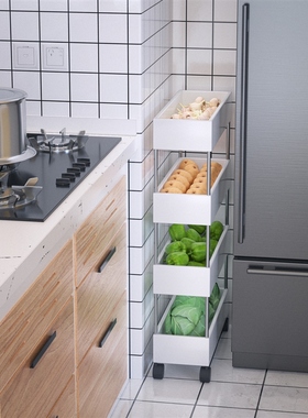 The kitchen shelf can move 15cm of ultra narrow vegetables t