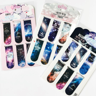 6 pcs/set The Dark Starry Stars Night Magnetic Bookmark Crea