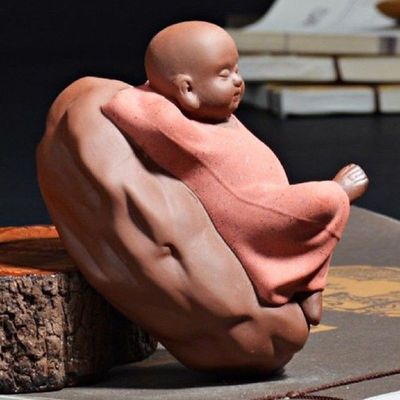 Cute Ceramic Little Monk Buddha Statue Pottery Buddha Monk