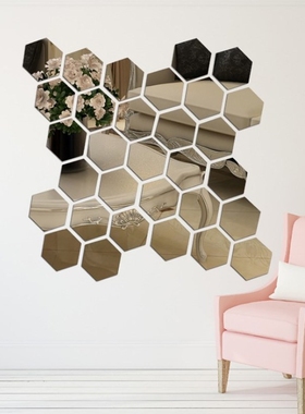 12/24/36/48Pcs/Set 3D Hexagon Acrylic Mirror Wall Stickers