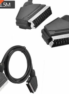 Scart Cable 21 pins connected Black Lead Gold Connectors 1.5