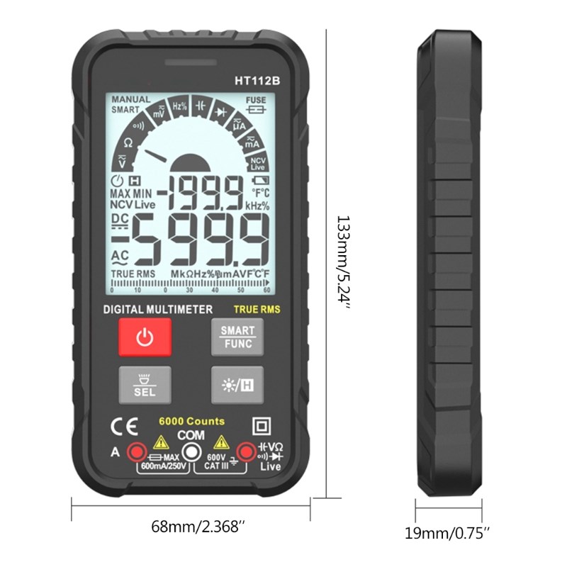 HT112B 6000 Counts Smart Digital Multimeter DIY Ohm Capacita