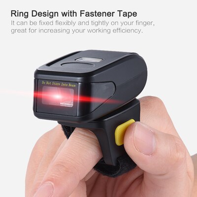 Portable Barcode Scanner Handheld Wireless Ring  1D Bar Code