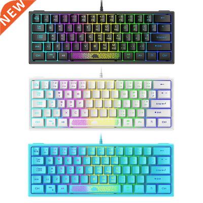 Ergonomic Gaming Computer Laptop Office Keyboard 62 Keys RGB