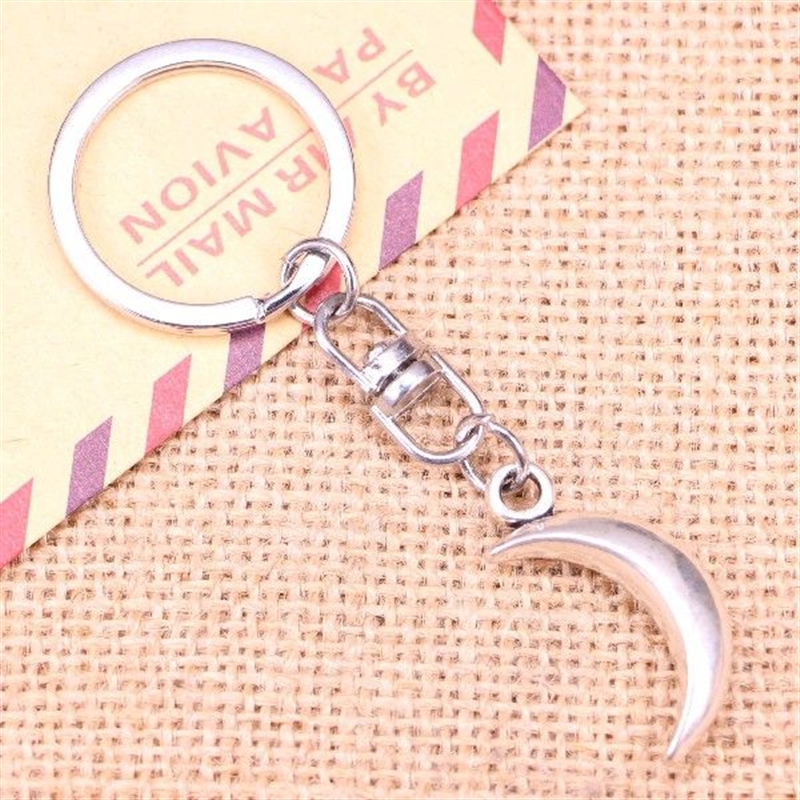 20pcs New Fashion Keychain 31x14mm moon Pendants DIY Men
