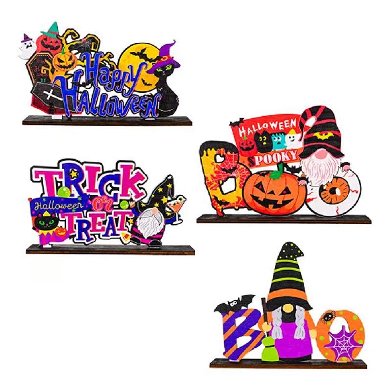 4pcs Wooden Crafts Decors Ornaments Party Supplies Table