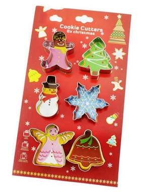 6pcs/set Christmas Cookie Cutter Mold 3D Stainless Steel Bis
