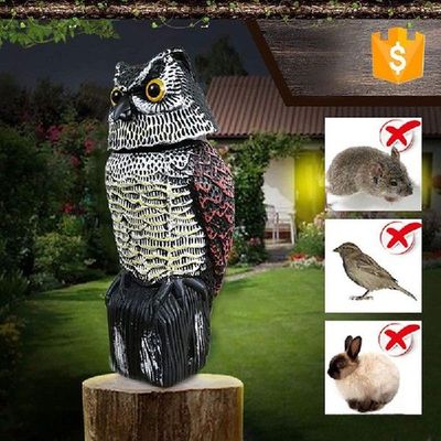 New 360 Rotate Head Simulation Owl Ornament Mice Pests