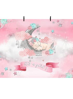 Avezano Photography Backdrop Baby Shower Clouds Twinkle Lit