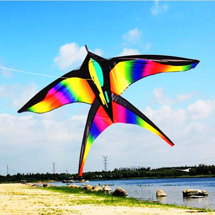 free shipping large rainbow bird kites 100m line flying