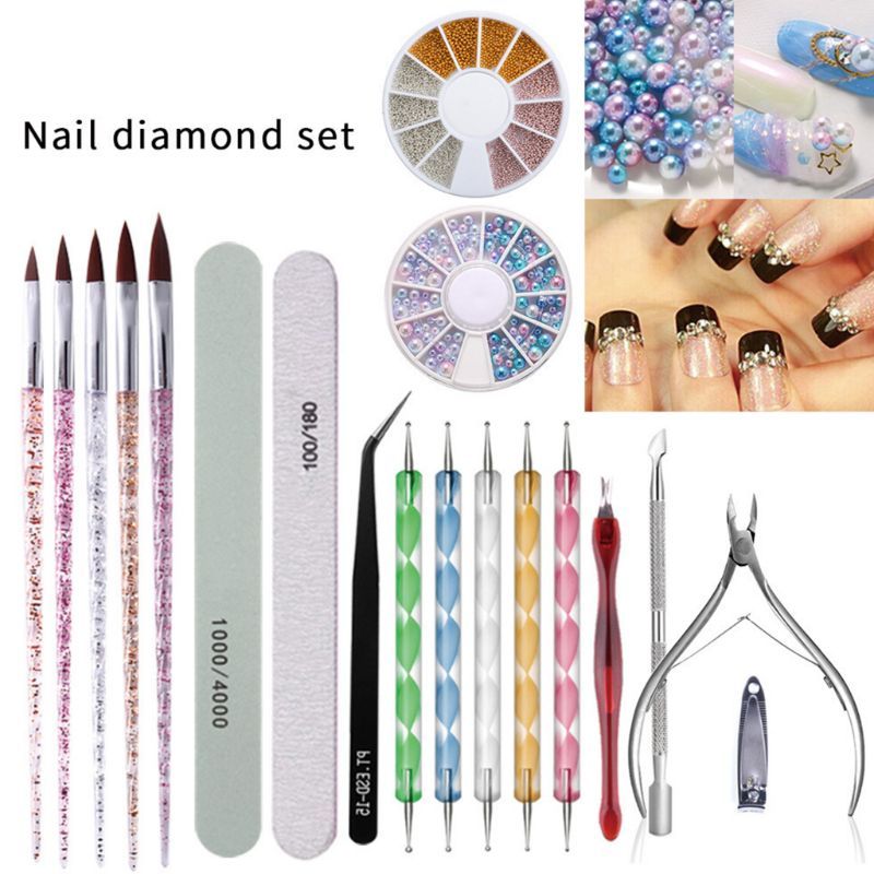 Manicure Set Cuticle Pusher Clipper Nail Art Files Buffer
