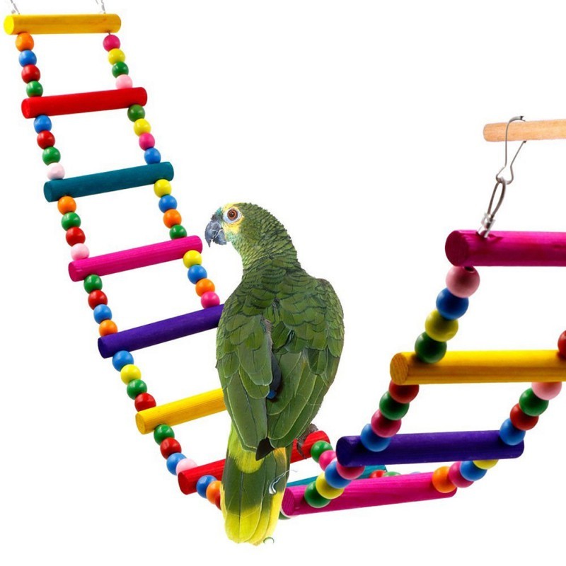 Colorful Wooden Pet Bird Toys Ladder Climb Parrot