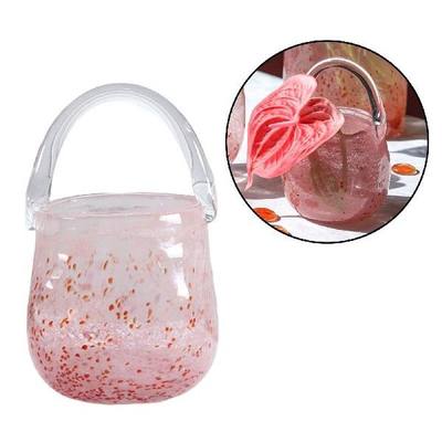 Creative Glass Bag Vase Hand Blown Cherry Pink Flower Arrang