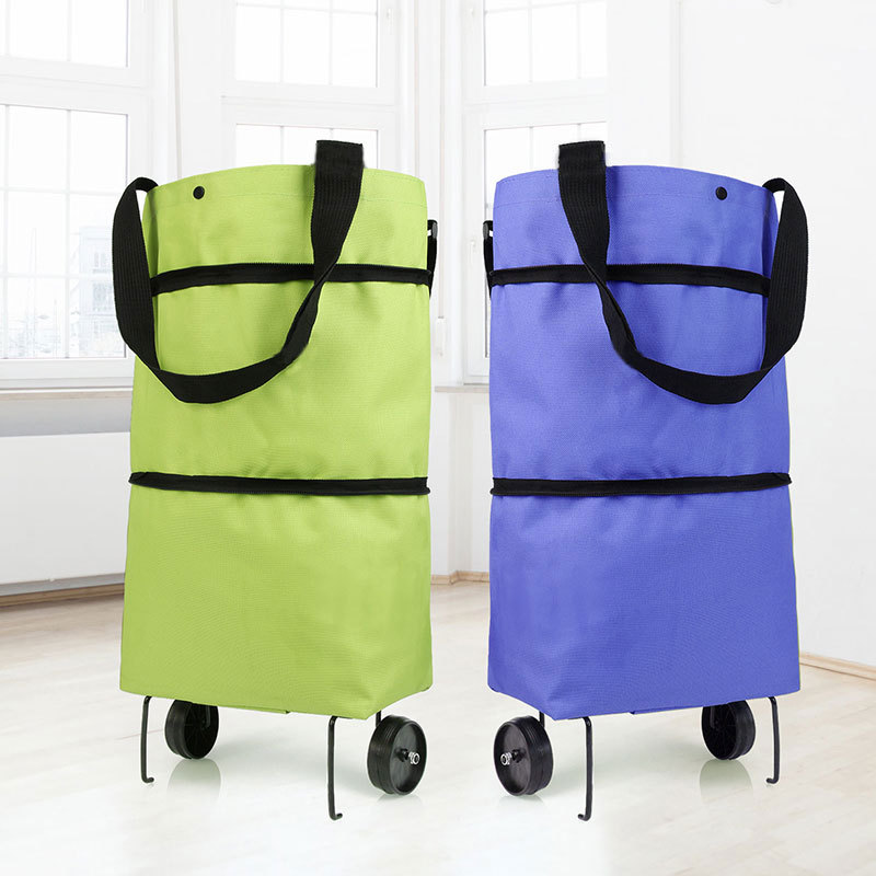 Folding Shopping Pull Cart Trolley Bag With Wheels Foldable