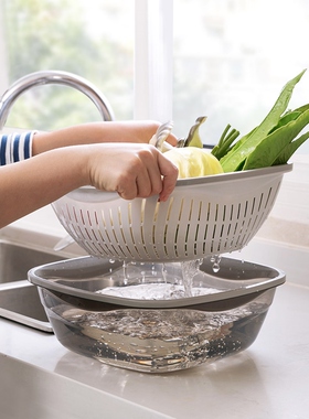 Double-story leaching baskets, kitchen-washing fruit-washing