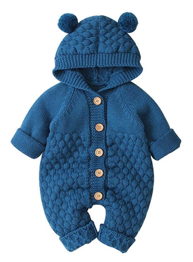 2022 New Autumn Children Overalls For Baby Hooded Knitted Ju
