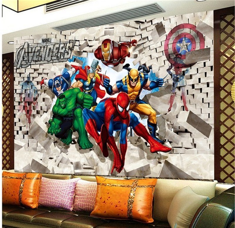 Custom Photo Wall Paper Avenger nion Hulk Spiderman 3D Stere