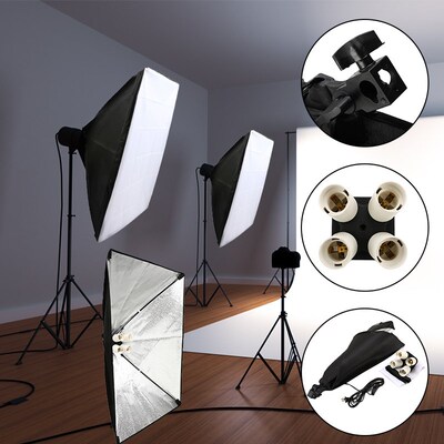 Pro 50x70cm Softbox Photo Box + Four capped Lamp Holder Lig