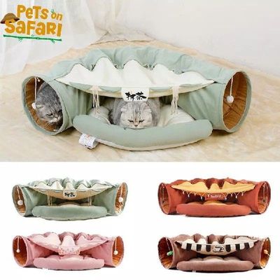 Cat Bed Tunnel Collapsible Removeable Cat Tunnel Tube Pet