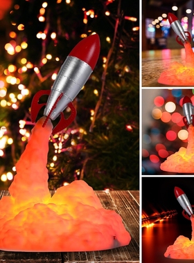 1pc 3d Printed Volcano Rockets Lamps,night Light Moon