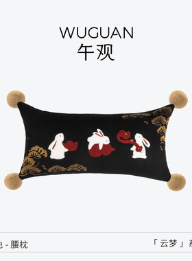 午观『云梦』抱枕沙发客厅轻奢红色靠枕加厚高档蚕丝绒刺绣靠垫套