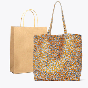 正反面小碎花帆布腋下包2026新款 印花文艺系休闲百搭购物手提袋