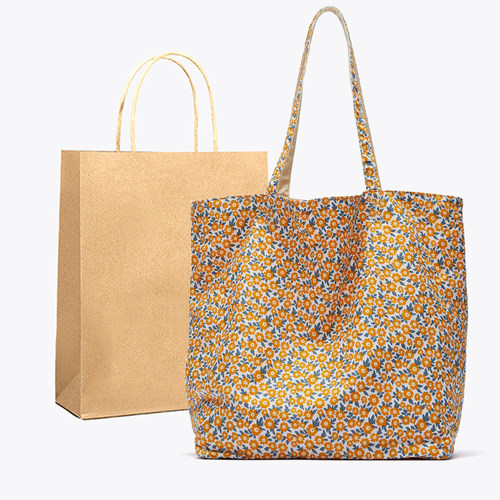 正反面碎花帆布腋下包