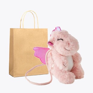 可爱迷你mini粉色翅膀小飞龙儿童包2026新款生日礼物毛绒绒斜挎包