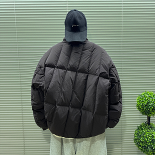 日系复古文艺风轻薄立领羽绒服男士冬季加厚保暖 90白鸭绒面包服