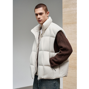 宽松休闲背心 坎肩潮牌马甲情侣款 90白鸭绒羽绒马甲男冬季 立领无袖