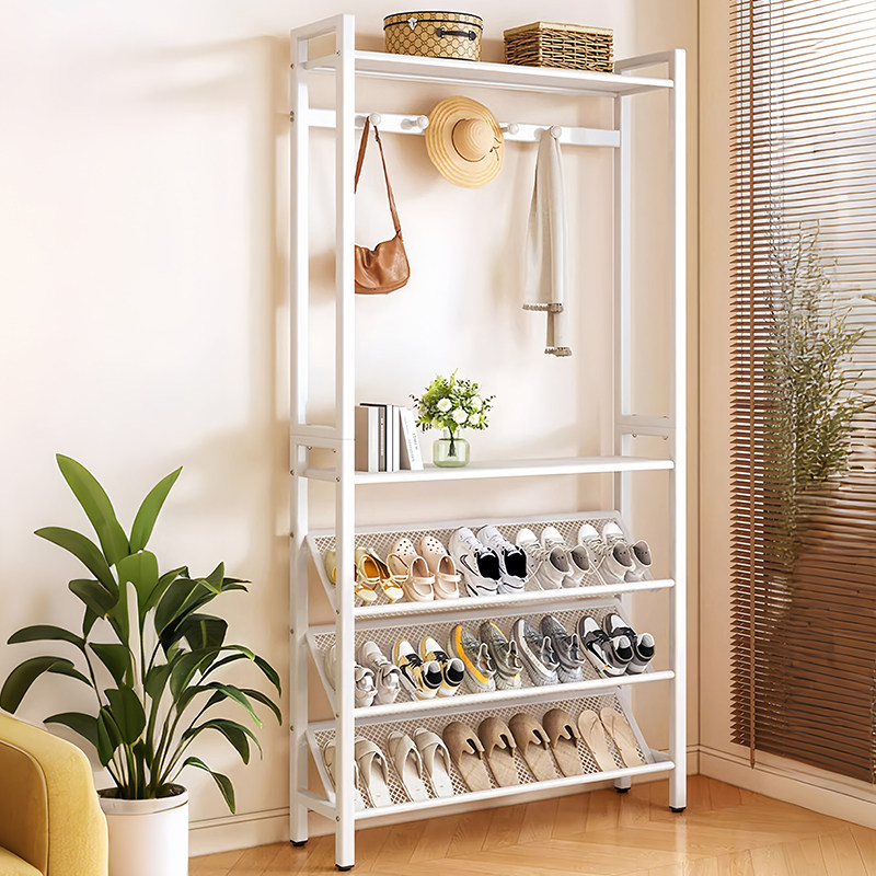 家用衣架鞋架一体简易衣帽架门口多层鞋架多功能简约出租房用鞋柜,住宅家具,鞋架,淘宝优惠券,粉丝福利购,淘宝优惠卷