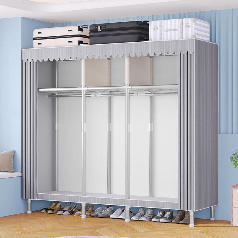 简易衣柜加厚防尘布衣柜钢管加粗加固全钢架出租房用收纳衣帽架,住宅家具,衣帽架,淘宝优惠券,粉丝福利购,淘宝优惠卷