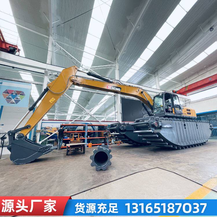 水下清淤泥履带底盘 深水作业挖机浮箱 水陆两栖挖掘机改装底盘