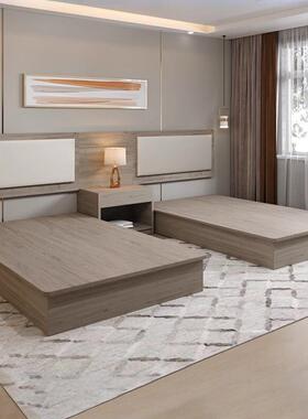 酒专用床宾家具标店间套民全宿套房双床公馆寓豪334华定制标间床