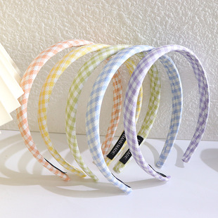 压发发卡少女洗脸头箍发饰外出百搭 格纹发箍女生复古法式 新款 夏季